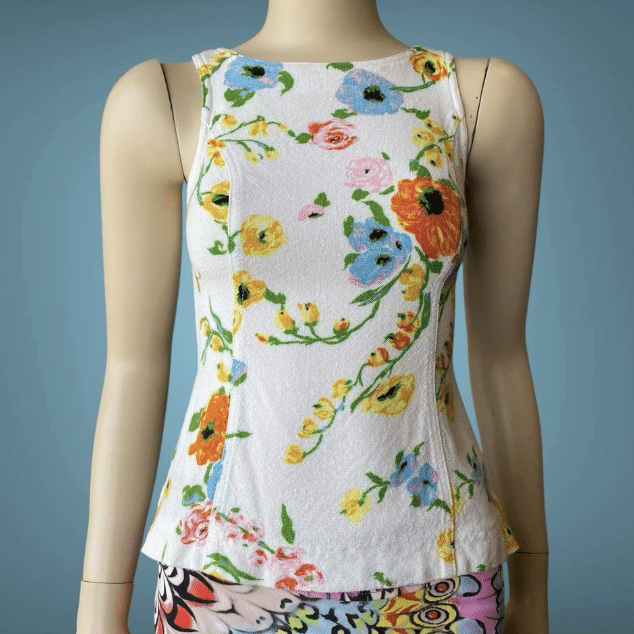 vintage moschino floral print sleeveless shirt